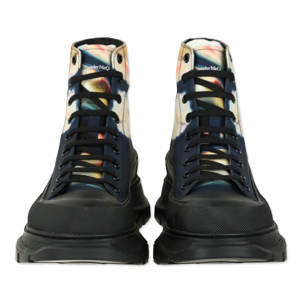 Alexander McQueen Multicolor Solarized Flower Print Platform Tread Slick Ankle Boot