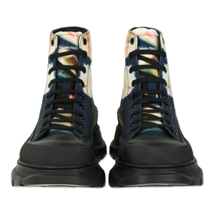 Alexander McQueen Multicolor Solarized Flower Print Platform Tread Slick Ankle Boot