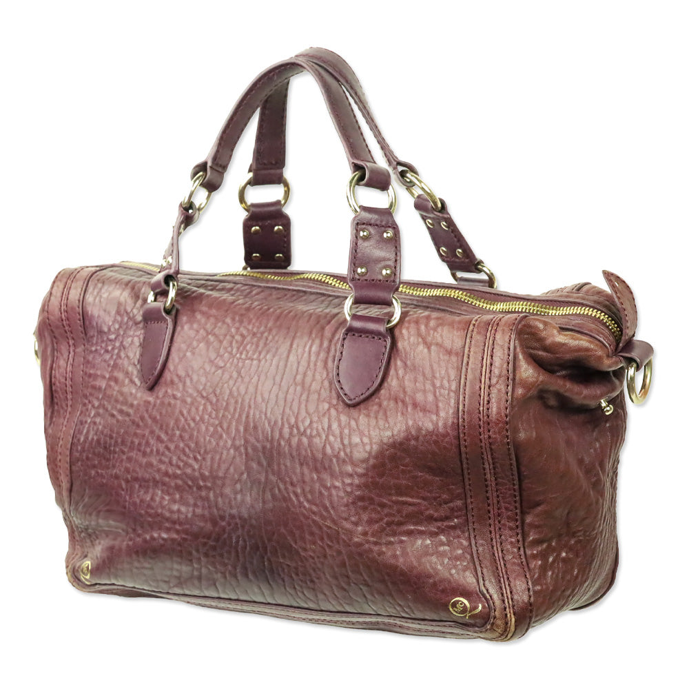 Alexander McQueen Plum Purple Grained Leather Satchel