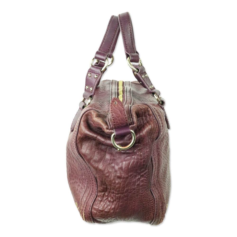 Alexander McQueen Plum Purple Grained Leather Satchel