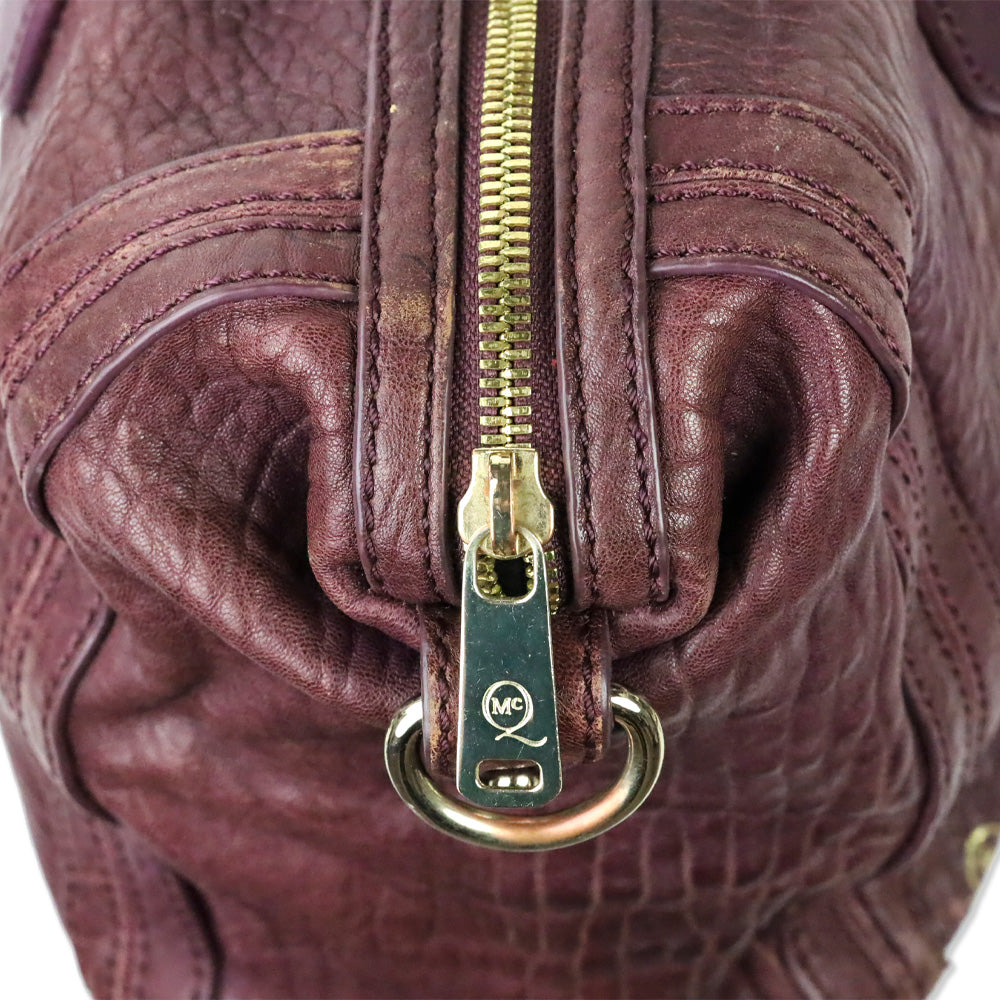 Alexander McQueen Plum Purple Grained Leather Satchel