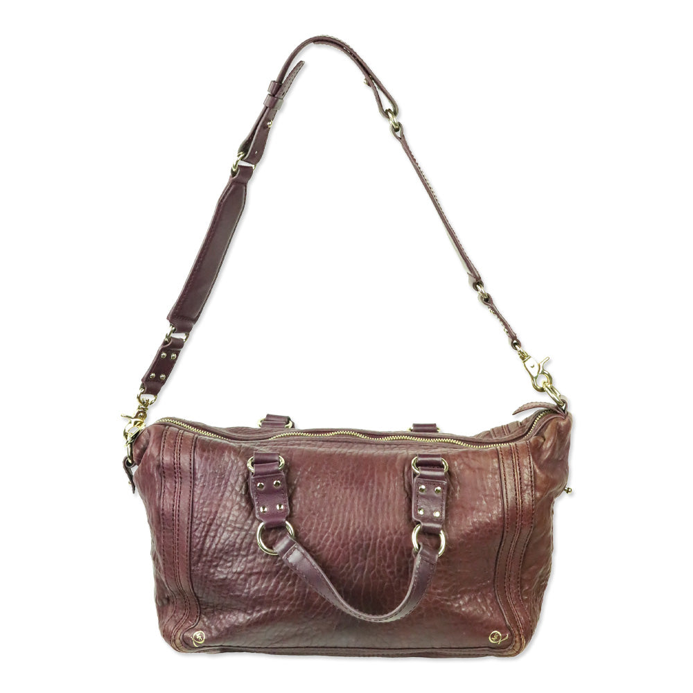 Alexander McQueen Plum Purple Grained Leather Satchel