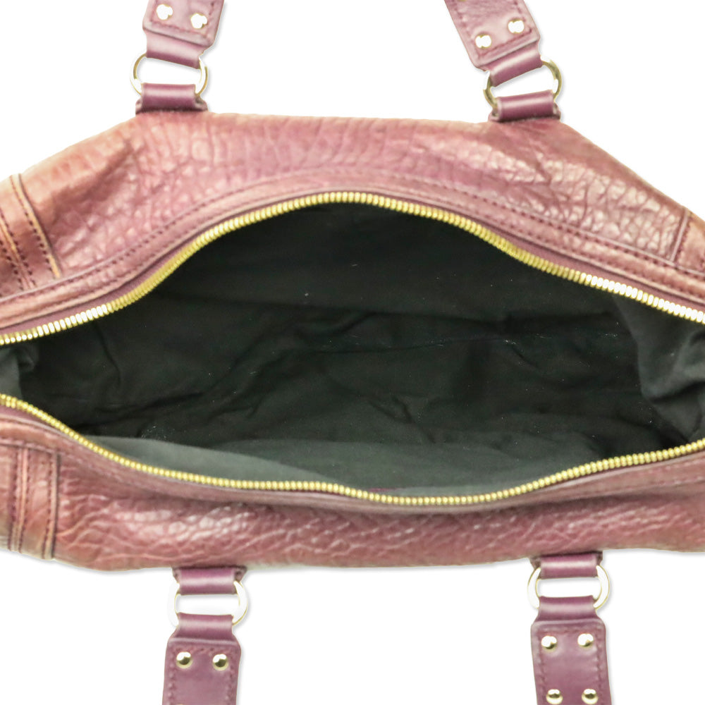 Alexander McQueen Plum Purple Grained Leather Satchel