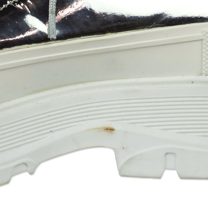 Alexander McQueen Slick Metallic Silver Puffer Tread Lace-Up Platform Boots