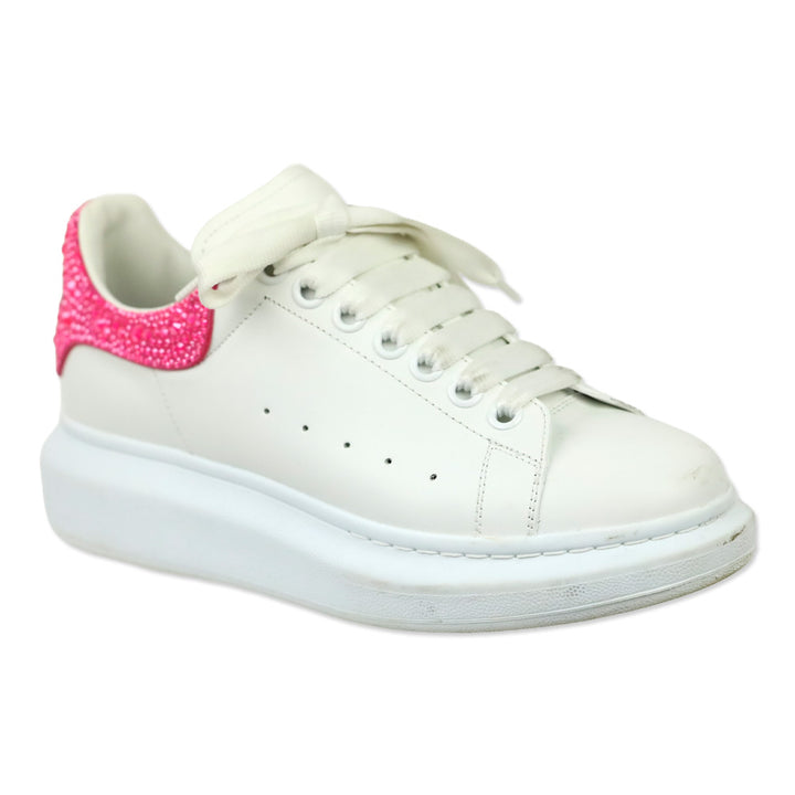 Alexander McQueen White Halo Pink Crystal Oversized Sneaker