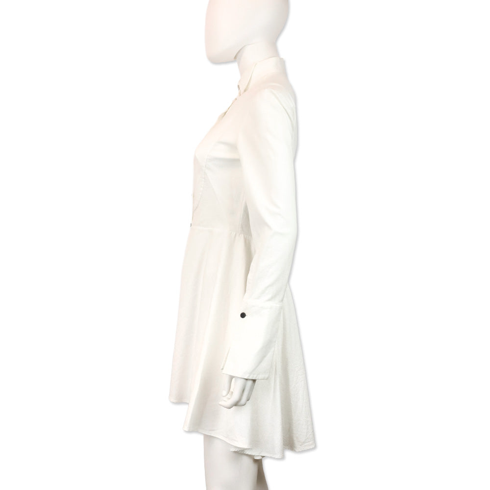 Alexander McQueen White Piqué Cotton Tuxedo Shirt Dress