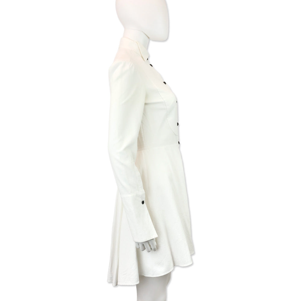 Alexander McQueen White Piqué Cotton Tuxedo Shirt Dress
