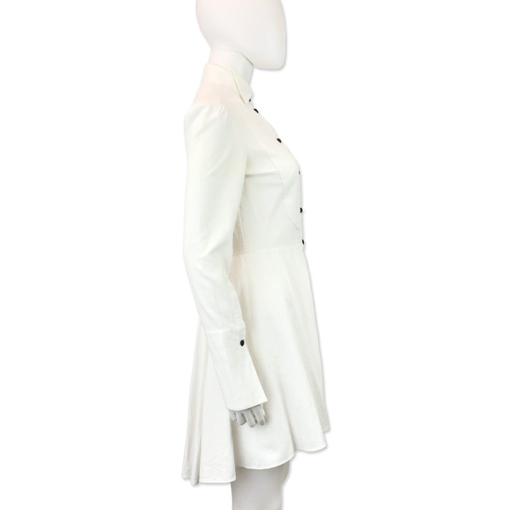 Alexander McQueen White Piqué Cotton Tuxedo Shirt Dress