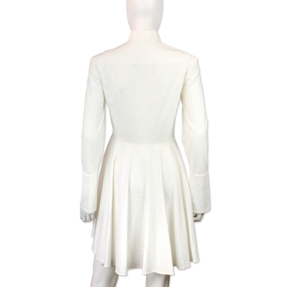 Alexander McQueen White Piqué Cotton Tuxedo Shirt Dress