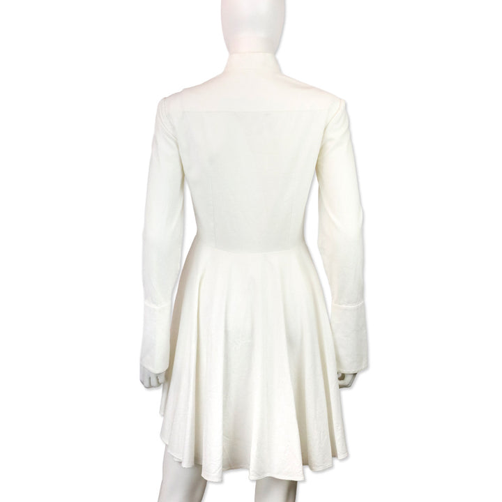 Alexander McQueen White Piqué Cotton Tuxedo Shirt Dress