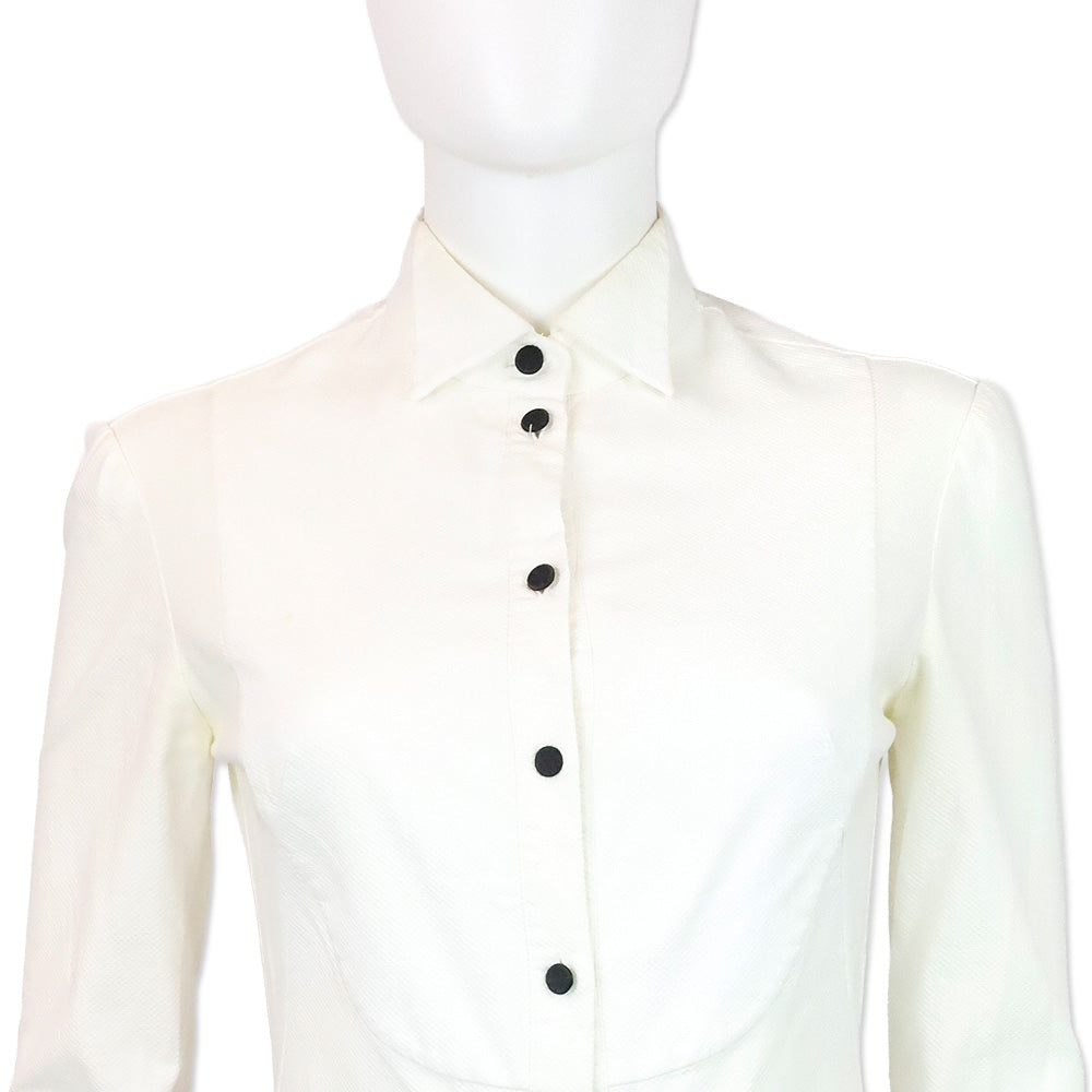 Alexander McQueen White Piqué Cotton Tuxedo Shirt Dress