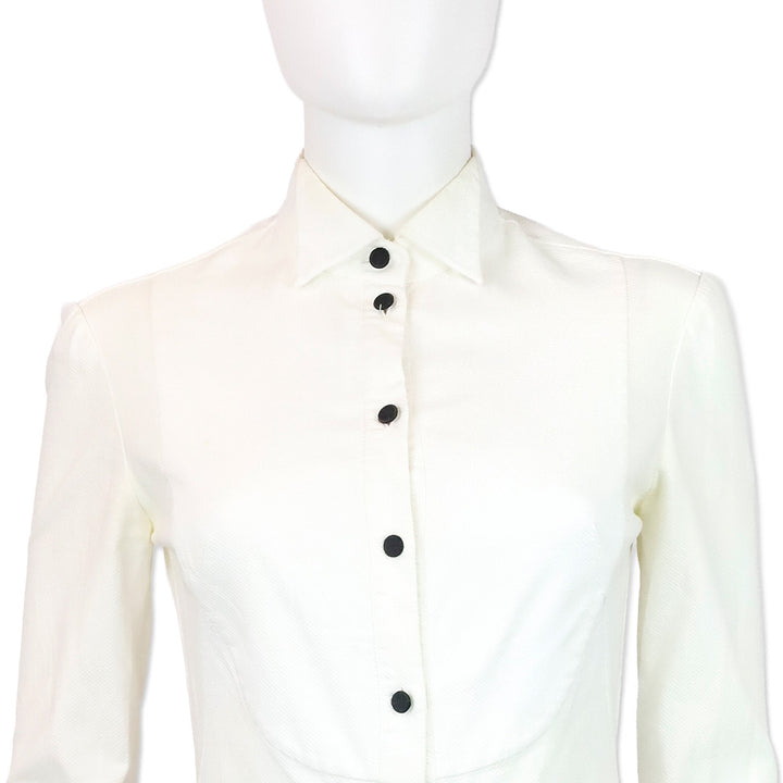 Alexander McQueen White Piqué Cotton Tuxedo Shirt Dress