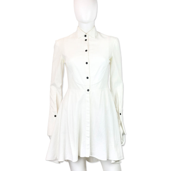 Alexander McQueen White Piqué Cotton Tuxedo Shirt Dress