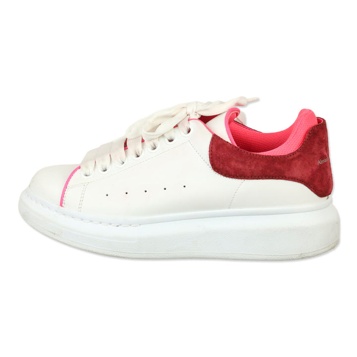Alexander McQueen White Velvet Fuchia Oversized Sneakers