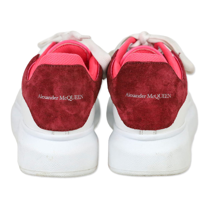 Alexander McQueen White Velvet Fuchia Oversized Sneakers