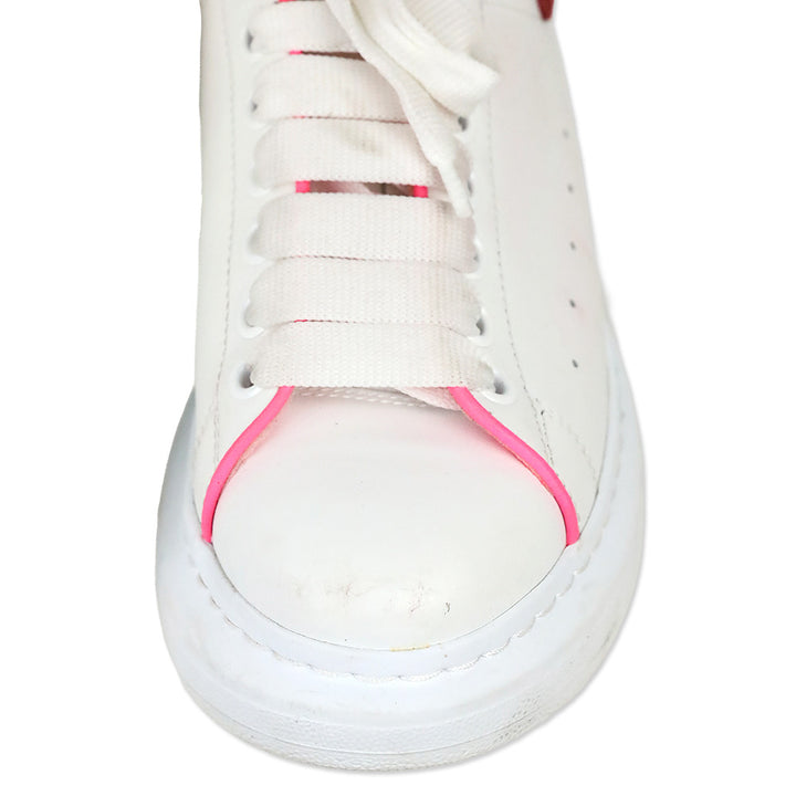 Alexander McQueen White Velvet Fuchia Oversized Sneakers