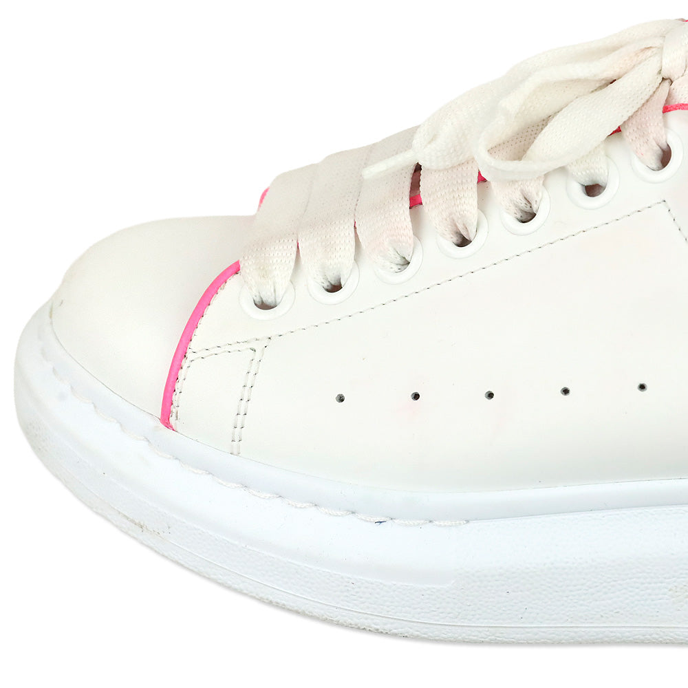 Alexander McQueen White Velvet Fuchia Oversized Sneakers