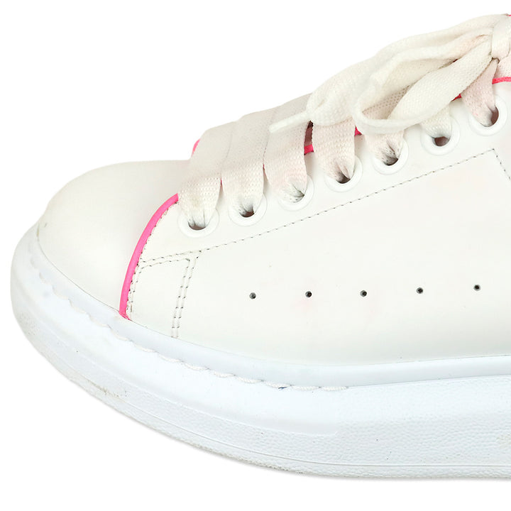Alexander McQueen White Velvet Fuchia Oversized Sneakers