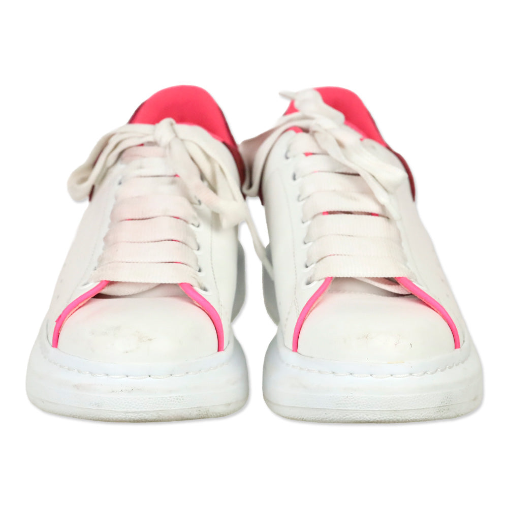 Alexander McQueen White Velvet Fuchia Oversized Sneakers