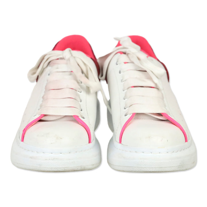 Alexander McQueen White Velvet Fuchia Oversized Sneakers