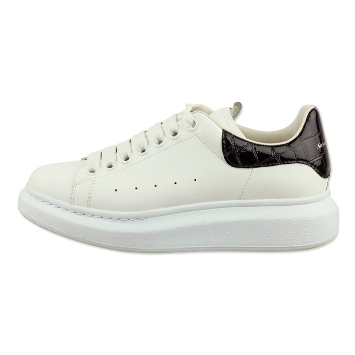 Alexander McQueen White/Black Patent Croc Oversized Sneaker
