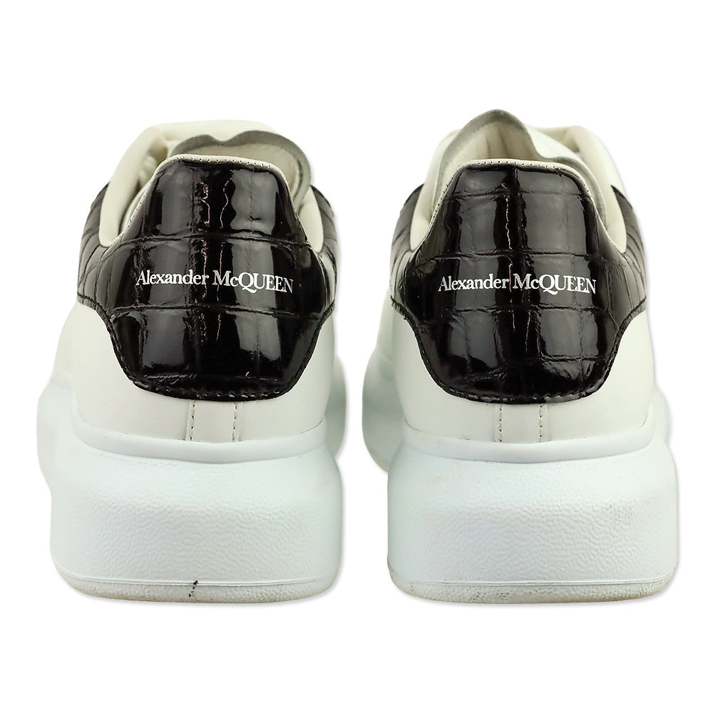 Alexander McQueen White/Black Patent Croc Oversized Sneaker