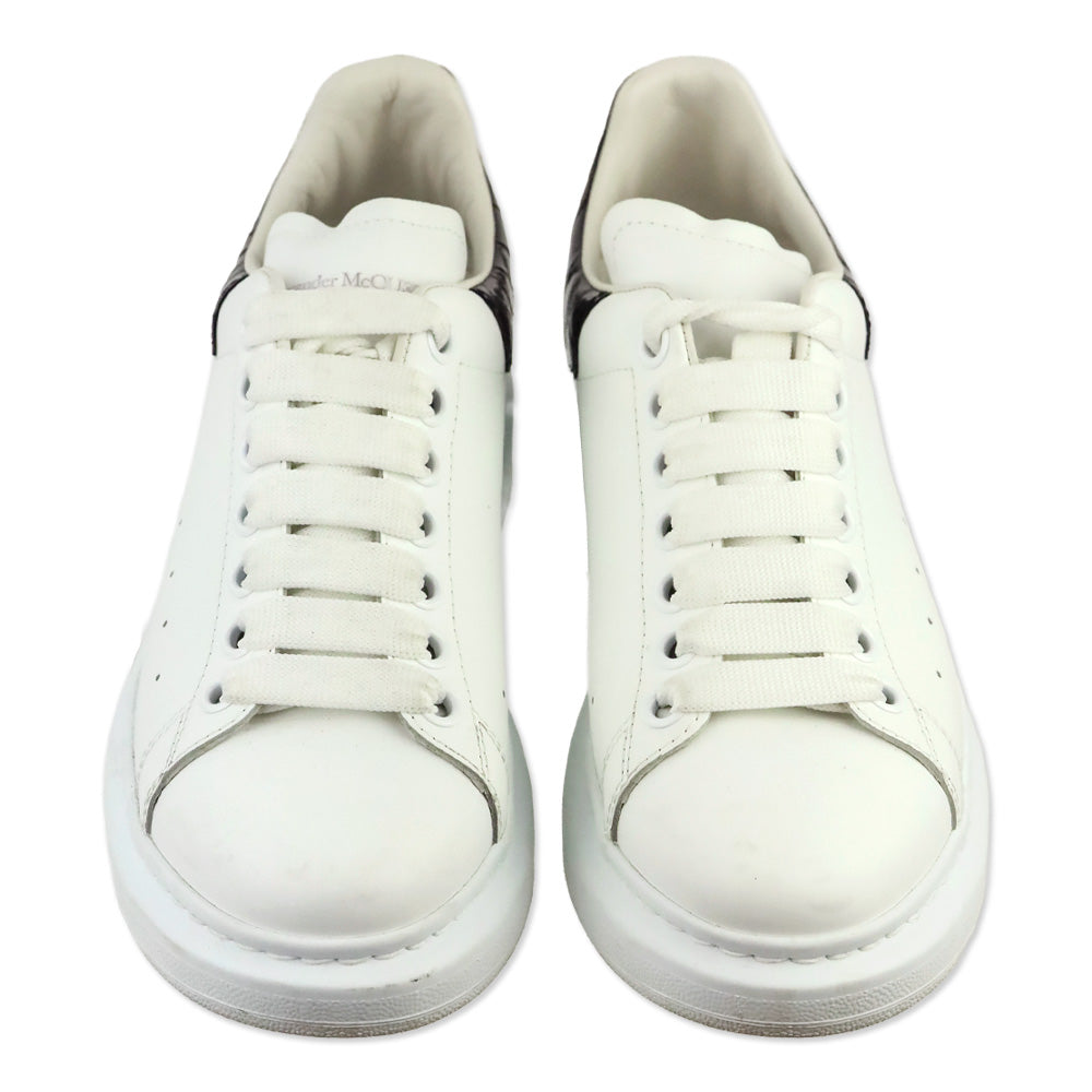 Alexander McQueen White/Black Patent Croc Oversized Sneaker