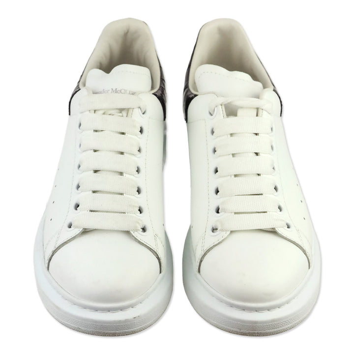 Alexander McQueen White/Black Patent Croc Oversized Sneaker
