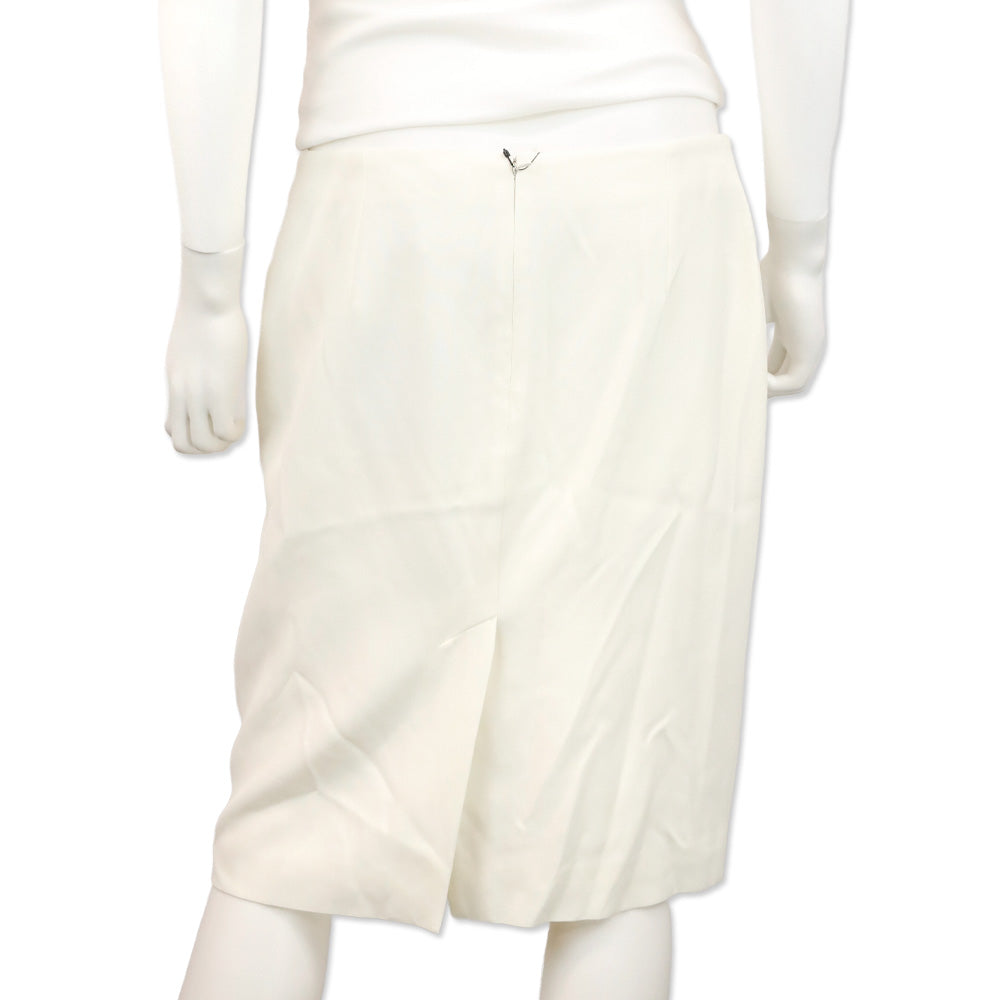 Alexander Mcqueen Ivory Crepe Pencil Skirt