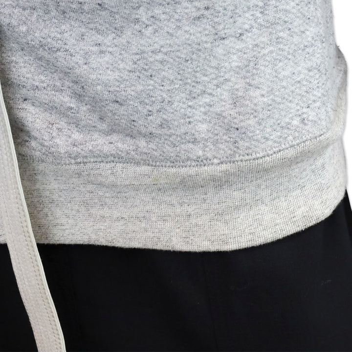Alexander Wang Heather Grey Belt Wrap Top with Brown Leather Shoulders