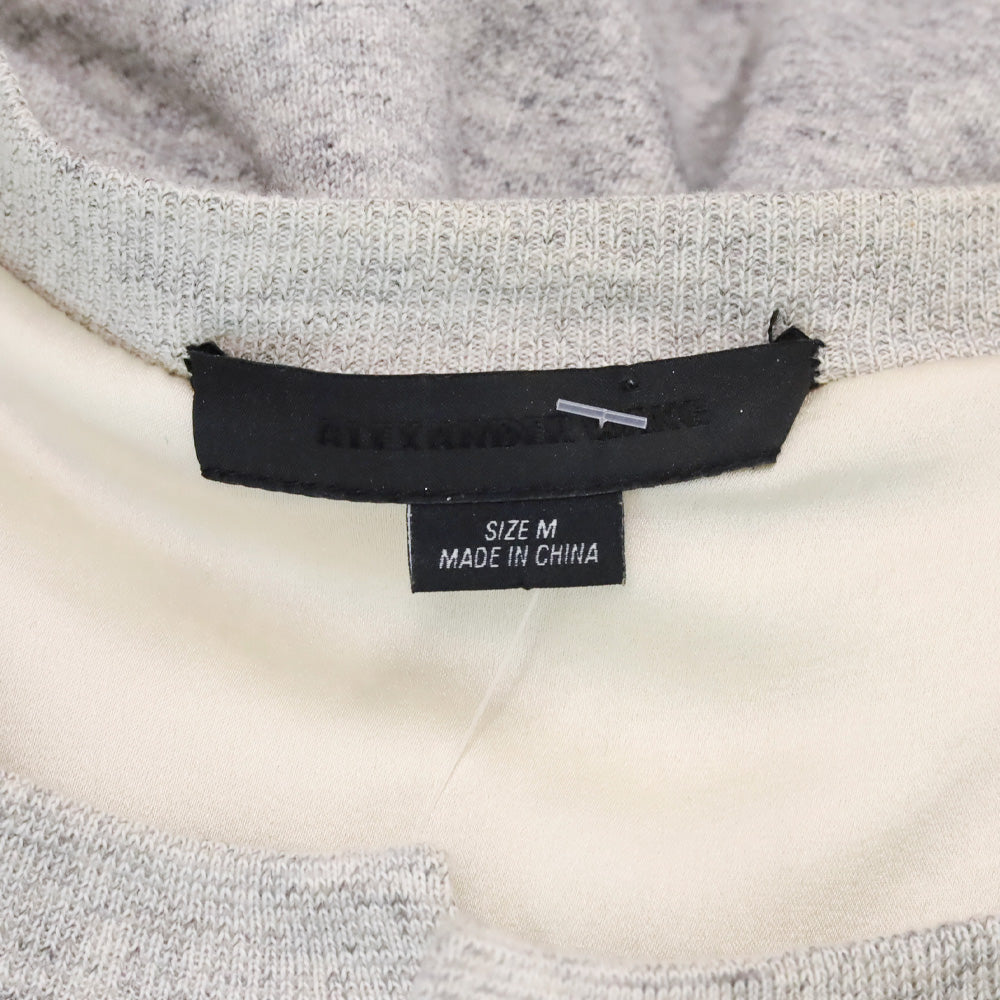 Alexander Wang Heather Grey Belt Wrap Top with Brown Leather Shoulders
