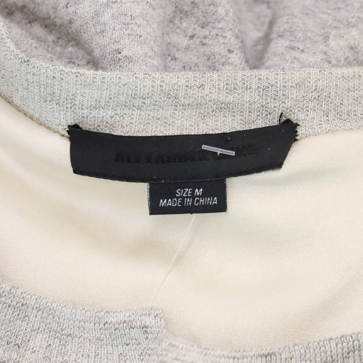 Alexander Wang Heather Grey Belt Wrap Top with Brown Leather Shoulders