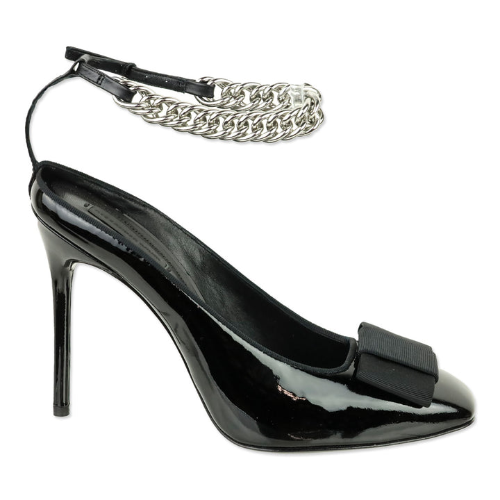 Alexander Wang Tiri Black Patent Leather Ankle Chain Strap Pumps