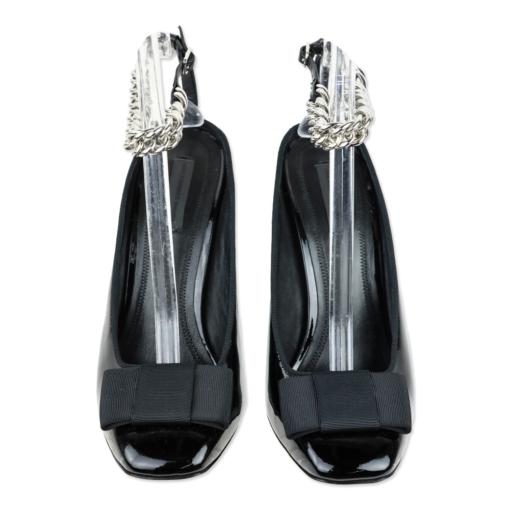 Alexander Wang Tiri Black Patent Leather Ankle Chain Strap Pumps