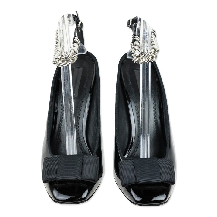 Alexander Wang Tiri Black Patent Leather Ankle Chain Strap Pumps