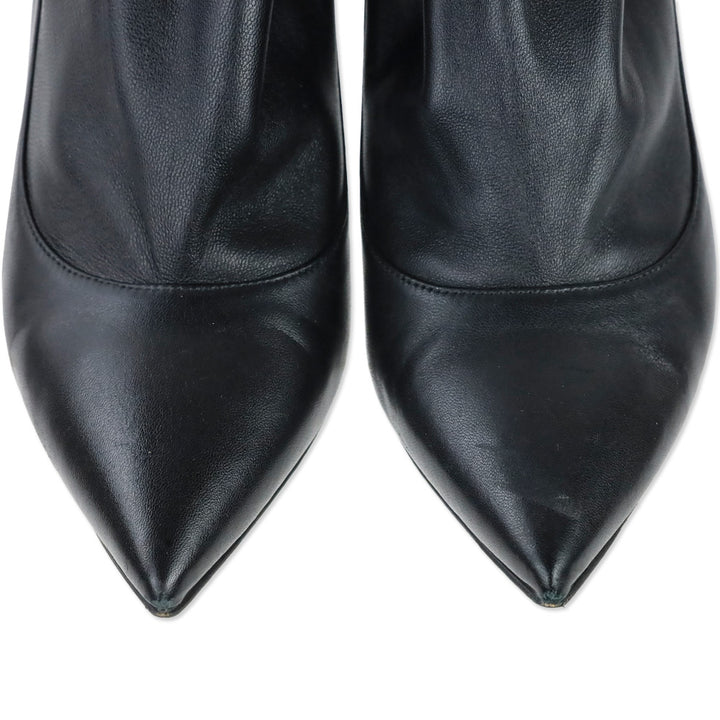 Alexander White Black Leather Kitten Heel Ankle Booties