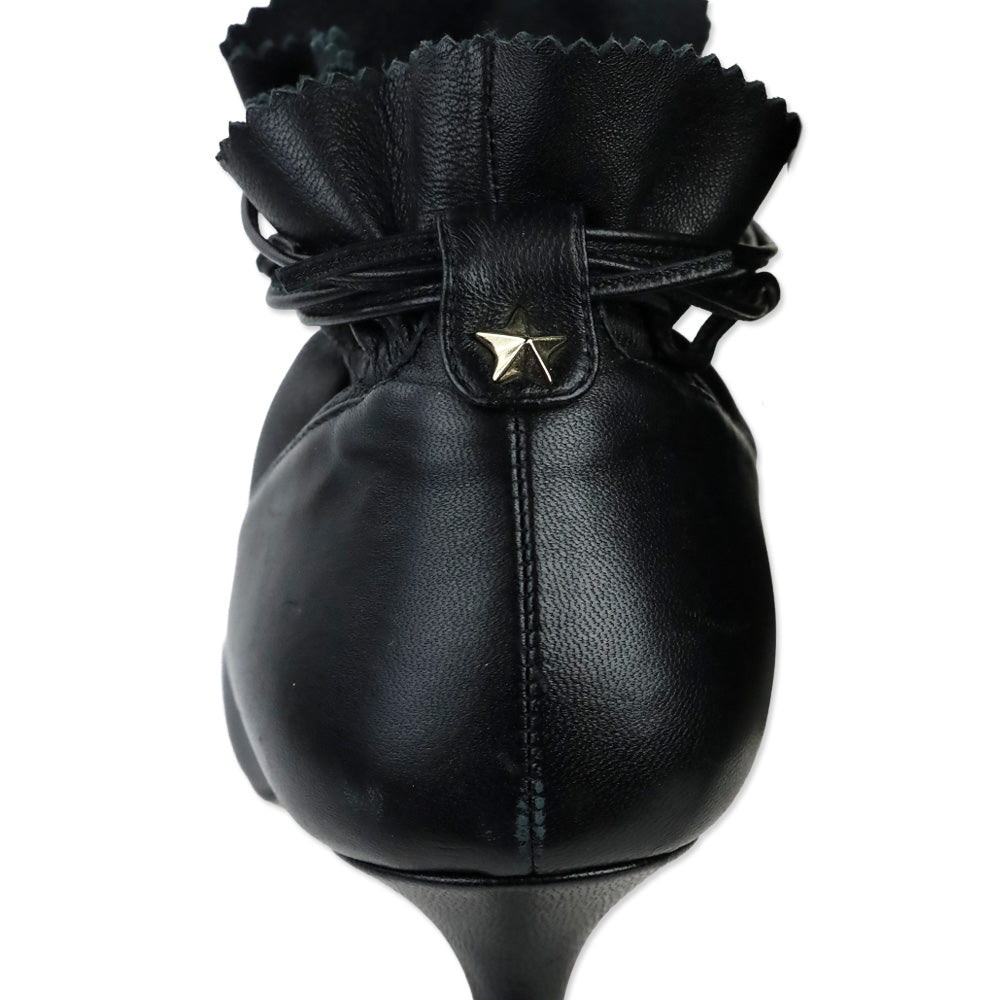 Alexander White Black Leather Kitten Heel Ankle Booties