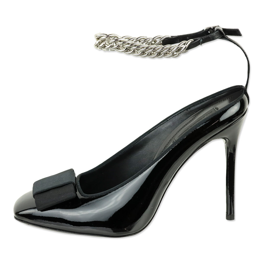 Alexander Wang Tiri Black Patent Leather Ankle Chain Strap Pumps