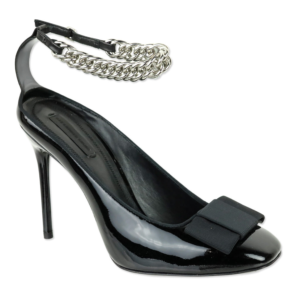 Alexander Wang Tiri Black Patent Leather Ankle Chain Strap Pumps