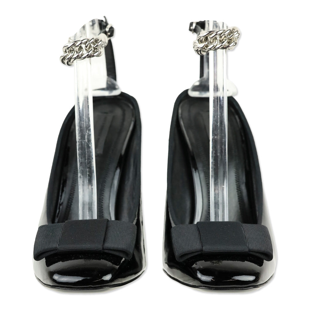 Alexander Wang Tiri Black Patent Leather Ankle Chain Strap Pumps