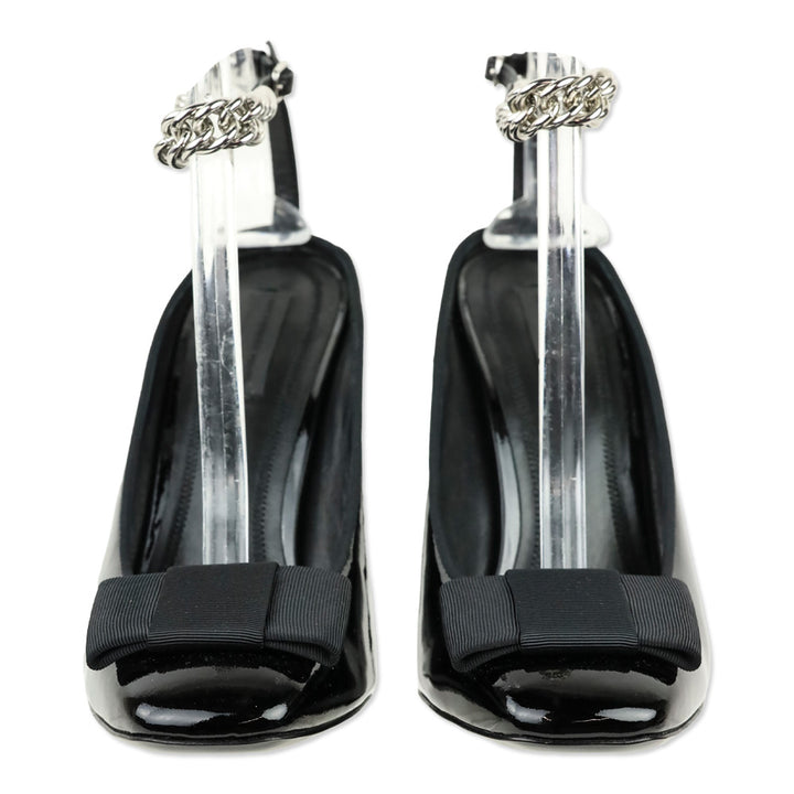 Alexander Wang Tiri Black Patent Leather Ankle Chain Strap Pumps