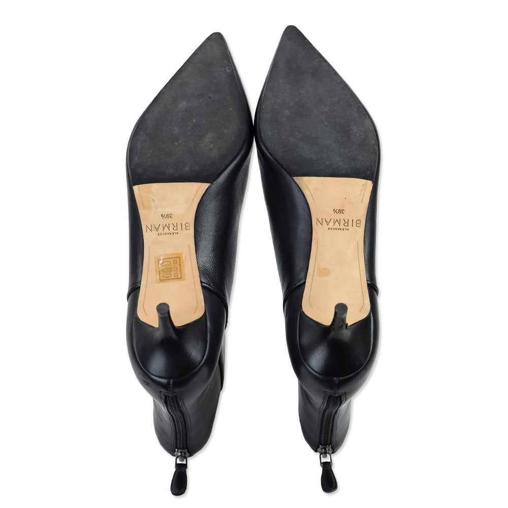 Alexandre Birman Black Tuscan Soft Leather Kittie Bootie