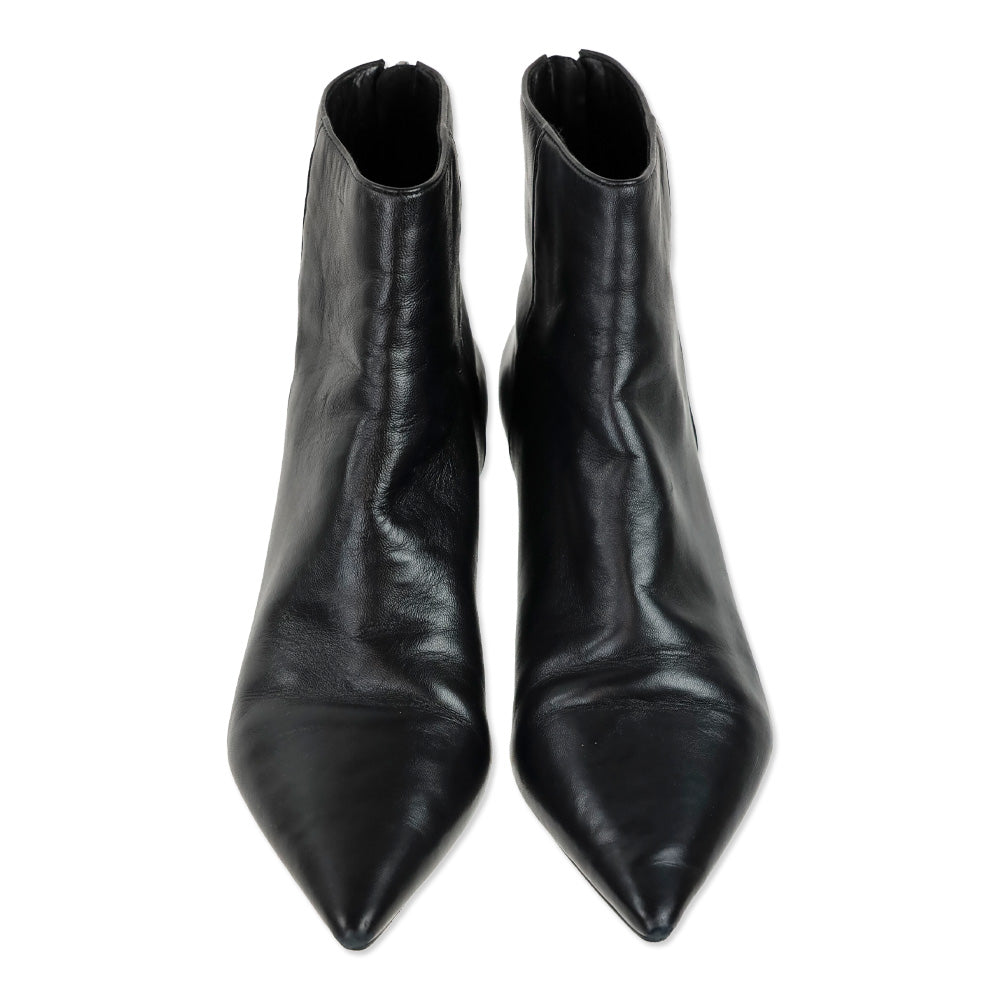 Alexandre Birman Black Tuscan Soft Leather Kittie Bootie