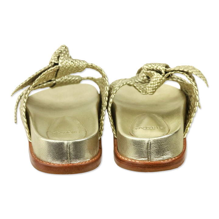 Alexandre Birman Clarita Gold Metallic Woven Leather Dual Strap Sandals