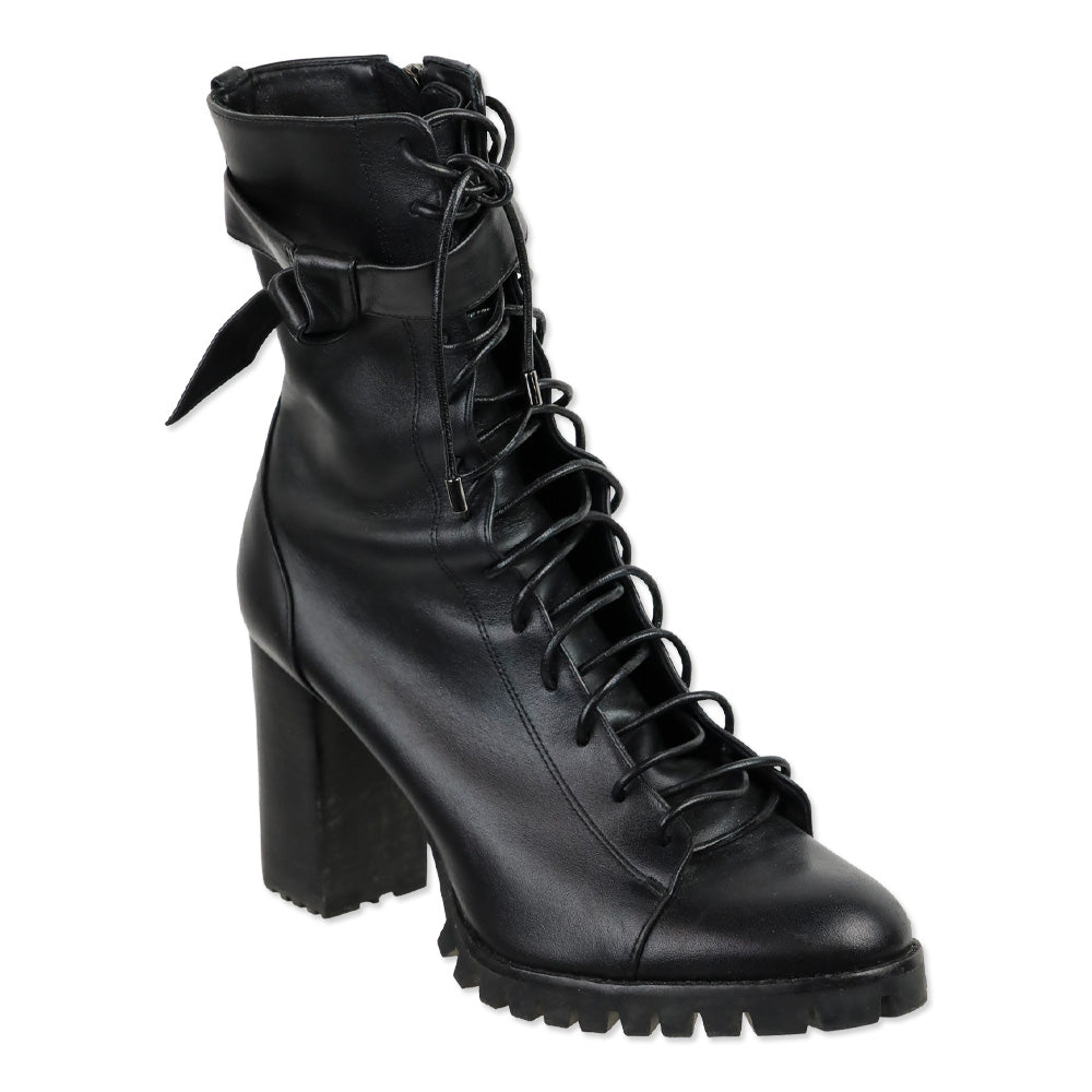Alexandre Birman Evelyn Black Leather Lace Up Boots