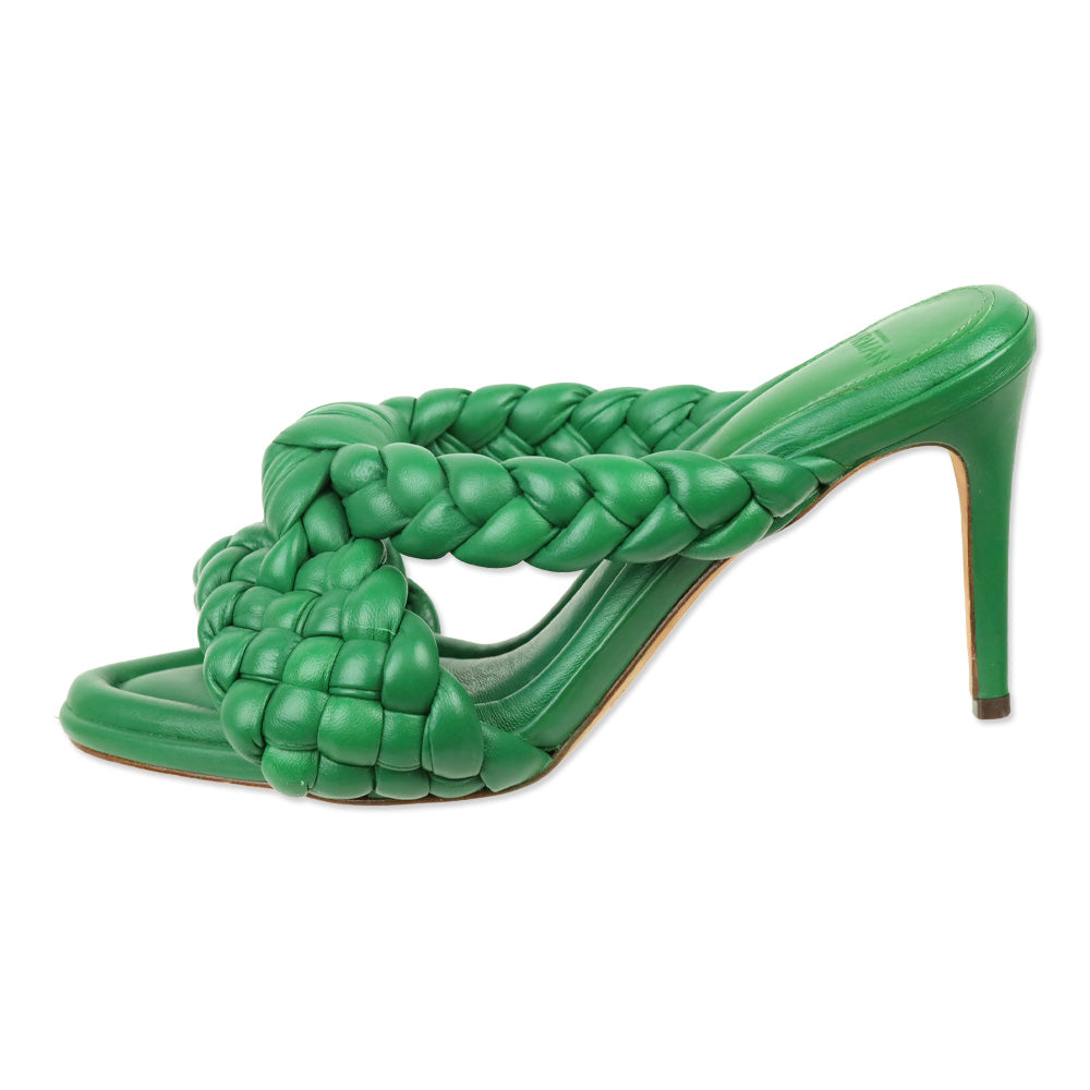 Alexandre Birman Green Carlotta Braided Leather Sandals