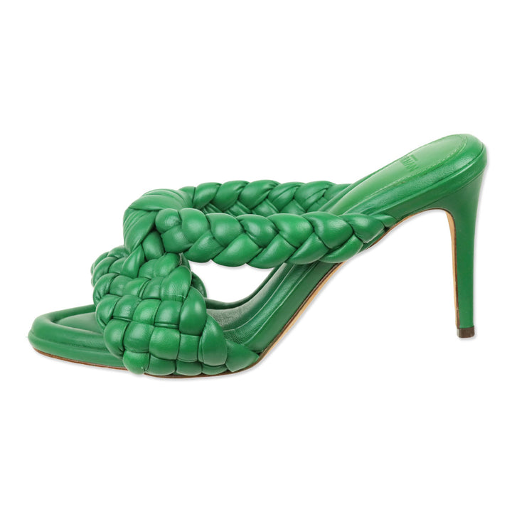 Alexandre Birman Green Carlotta Braided Leather Sandals