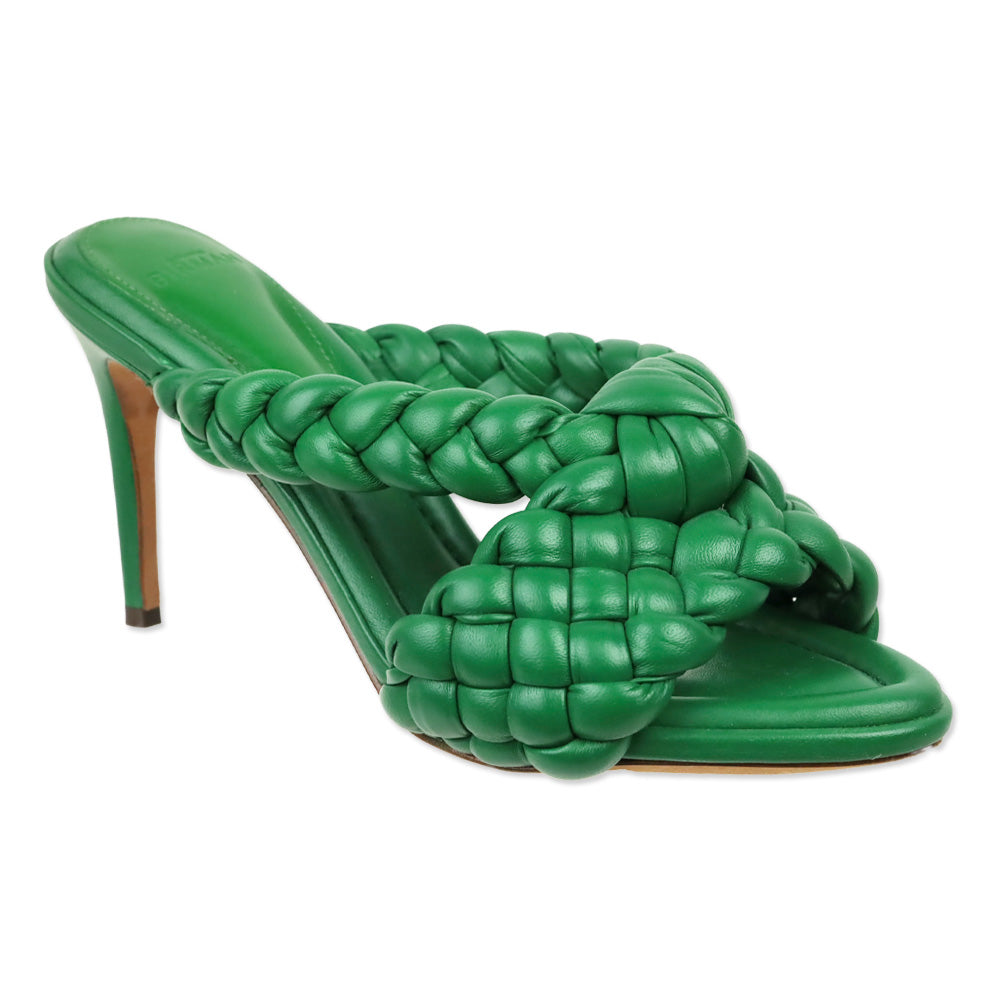 Alexandre Birman Green Carlotta Braided Leather Sandals