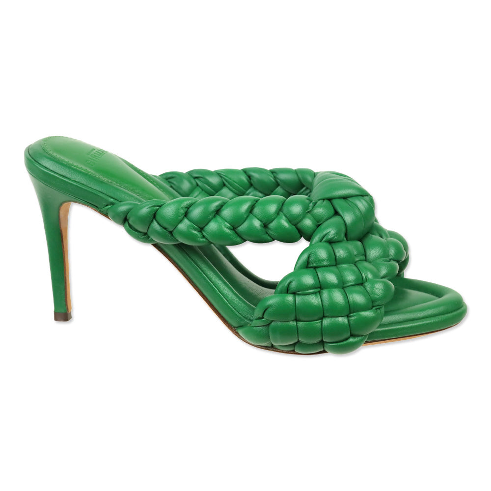 Alexandre Birman Green Carlotta Braided Leather Sandals
