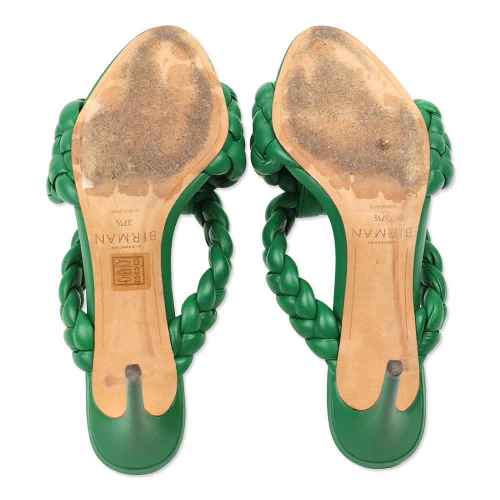 Alexandre Birman Green Carlotta Braided Leather Sandals